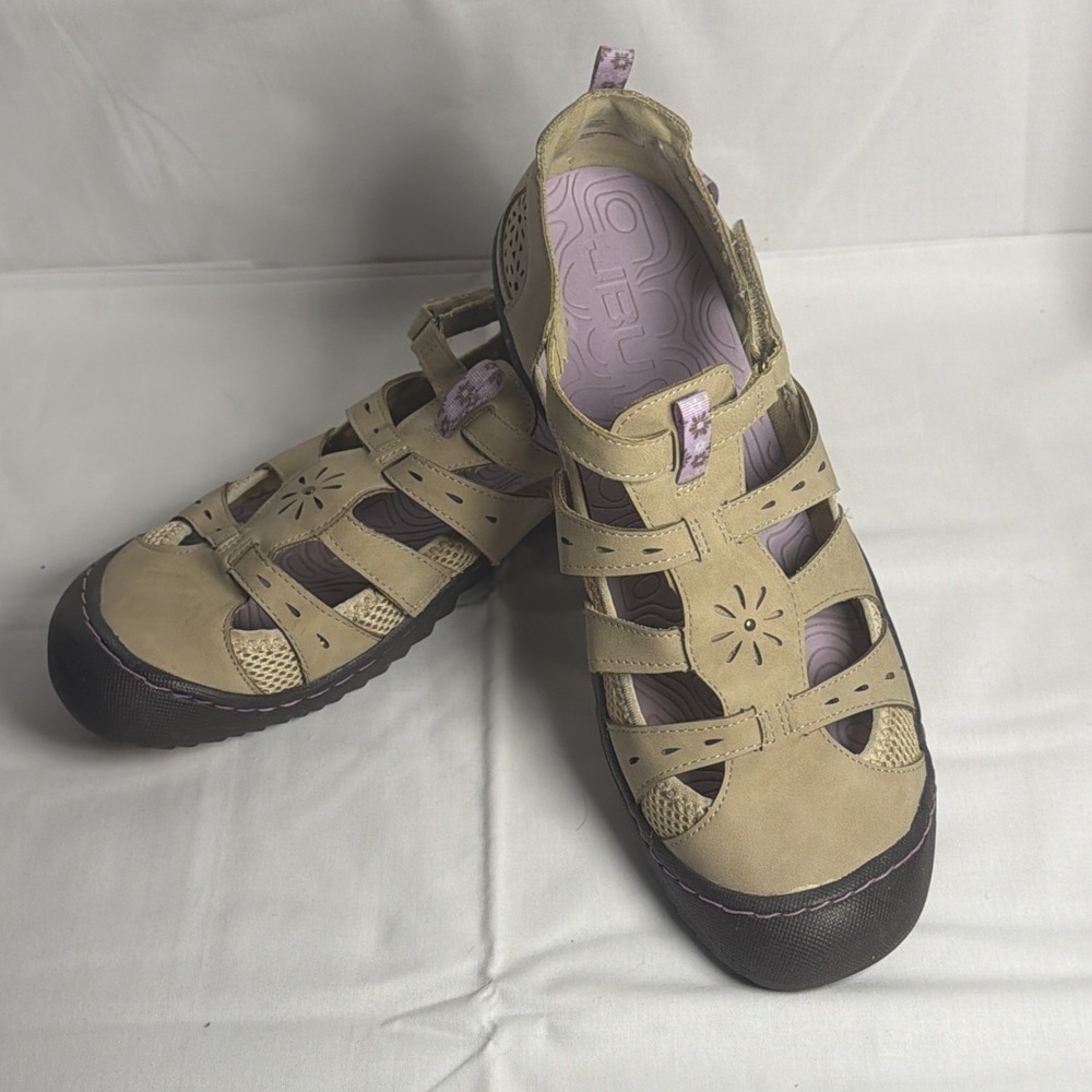 JBU by Jambu Gemini Casual Fisherman Shoes Women's Size 12M Beige W/Purple